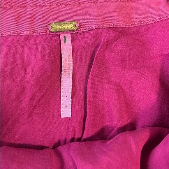 Free People 6 Skirt Raspberry Pleated Mini Skirt side zipper lined - Picture 6 of 9